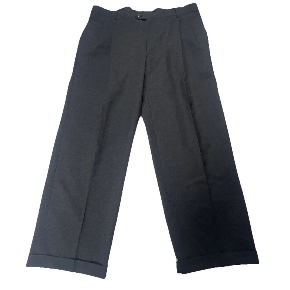Versini Mens 100% Worsted Wool Dress Pants Pleated Cuffed Career Sz 38